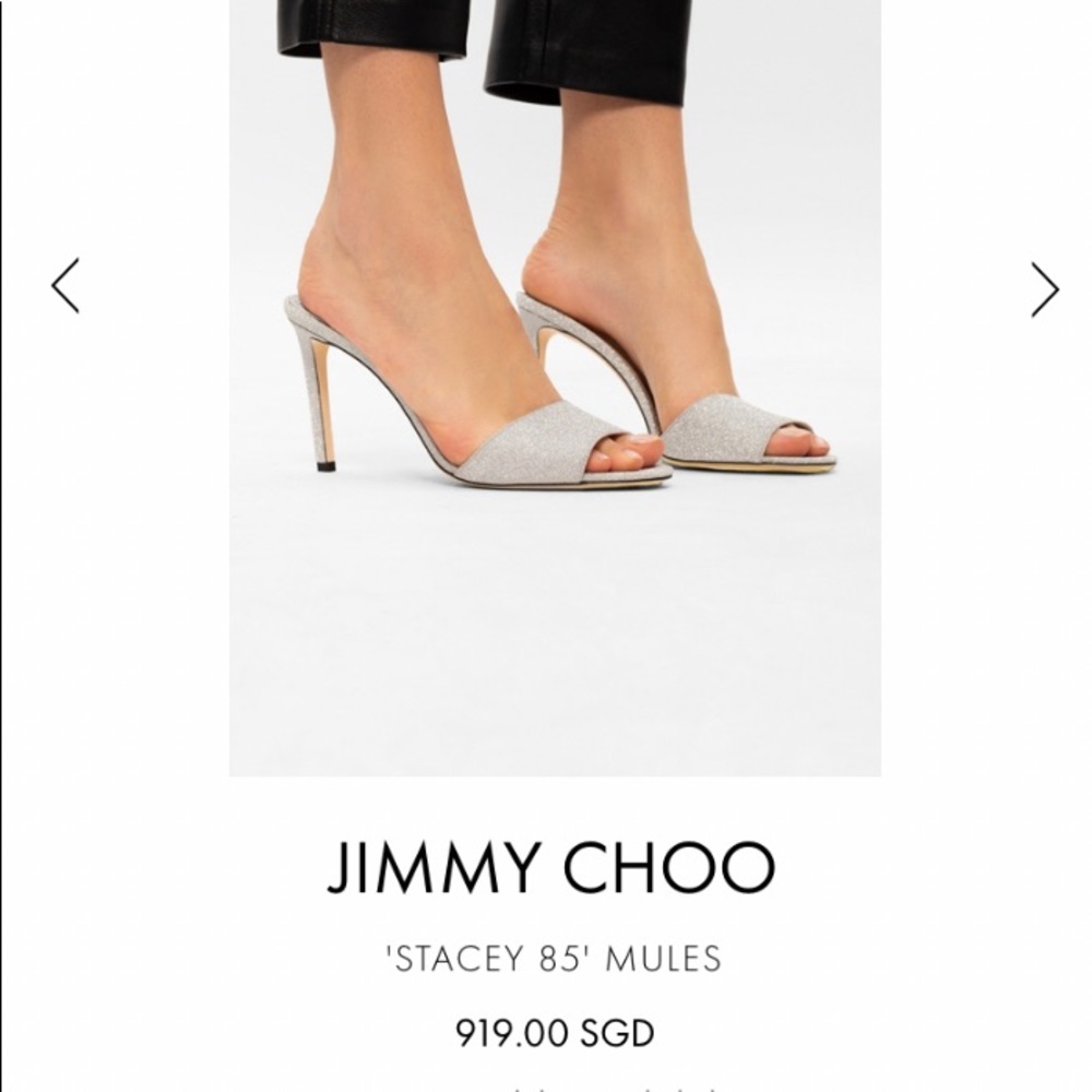 Jimmy Choo Silver Stacy 85 Mules